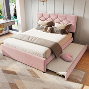 Letto imbottito 140x200 con rete a doghe e contenitore ¨C Minimal ¨C Rosa velluto