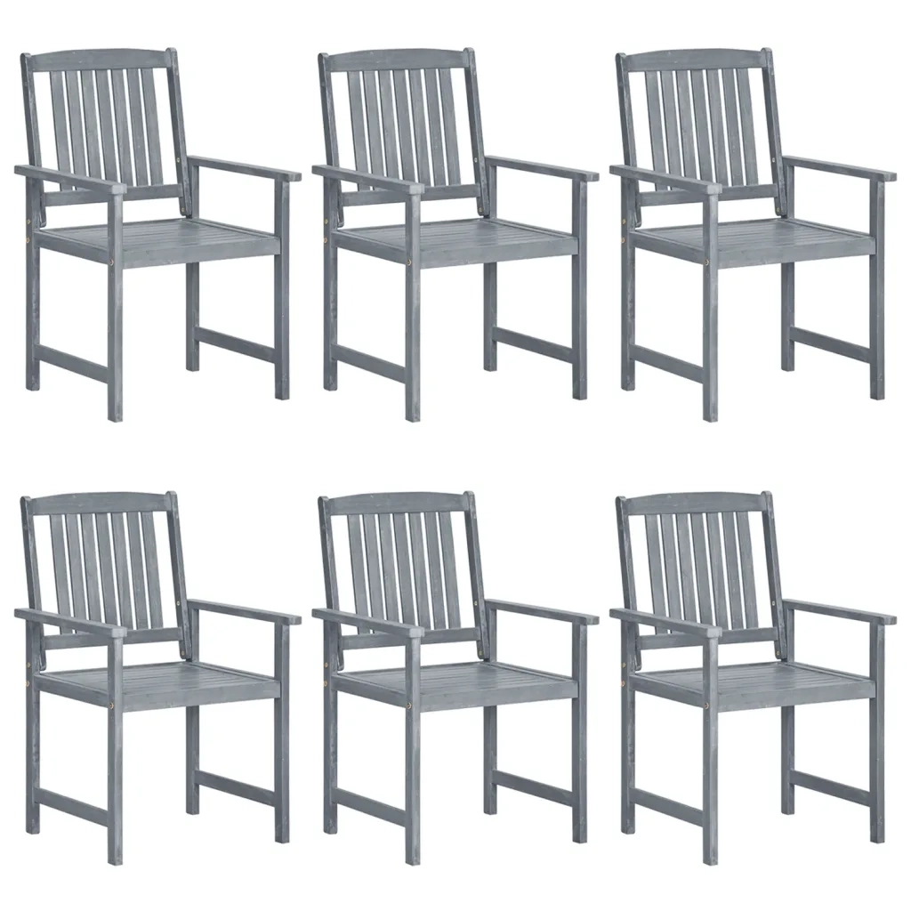 Sedie da Giardino con Cuscini 6 pz in Massello di Acacia Grigie cod mxl 76245