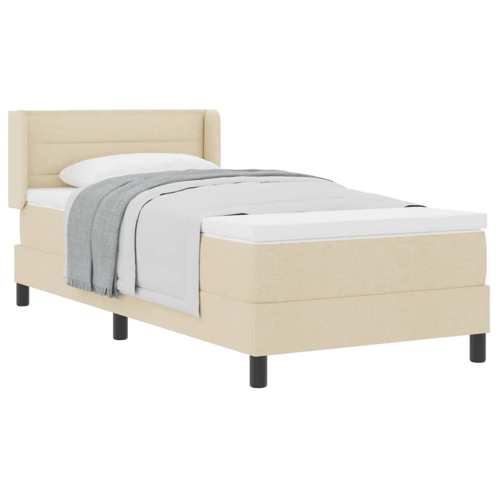 Letto a molle con testiera Crema 200 x 100 cm Tessuto 3341032