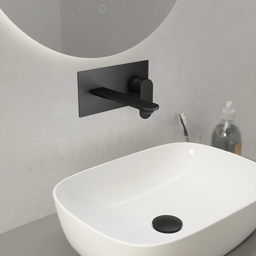 Set miscelatori: lavabo ad incasso bidet senza scarico e incasso doccia monocomando nero opaco | Kerry