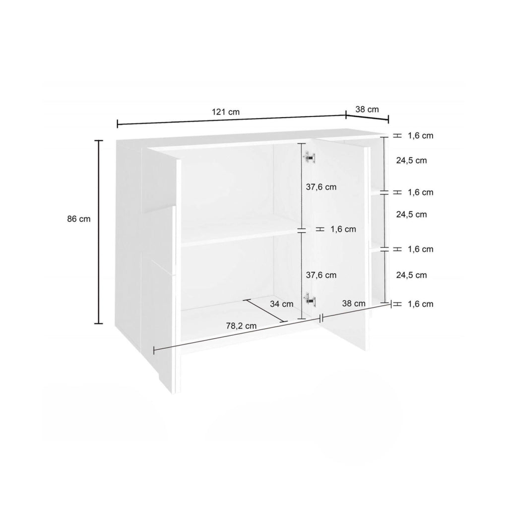 Mobile da ingresso a 2 ante e scaffali Acab, Made in Italy, Entratina moderna, Credenza per atrio, cm 121x38h86, Grigio Ardesia