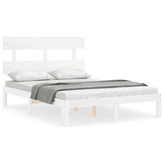 Letto matrimoniale | Letto per adulti | Giroletto senza Materasso Bianco 120x200 cm Legno Massello Pino