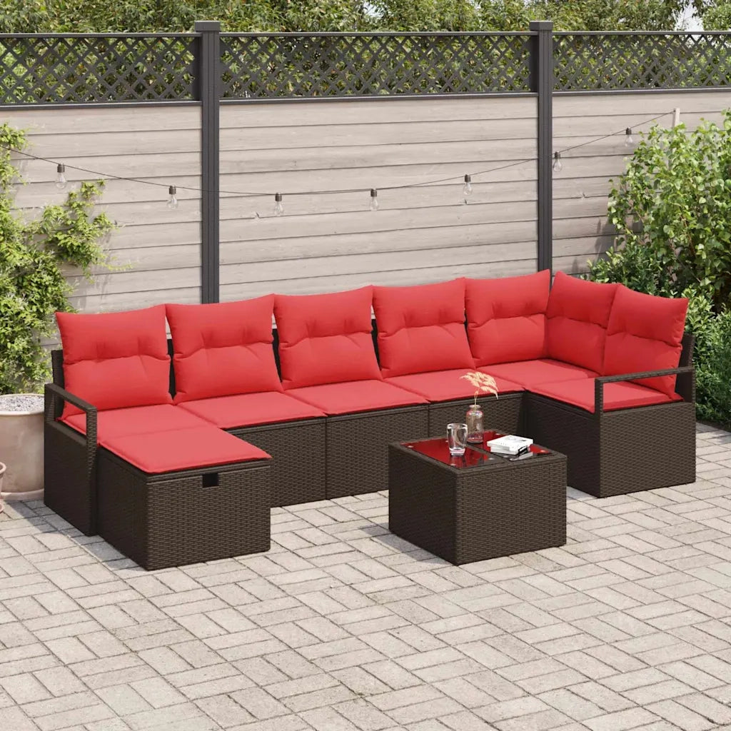 Set di divani con cuscino Marrone e Rosso polyrattan 3359213