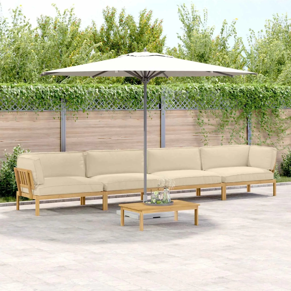 Set di divani con cuscino 5 pcs Beige Legno di Acacia Massello 3418397