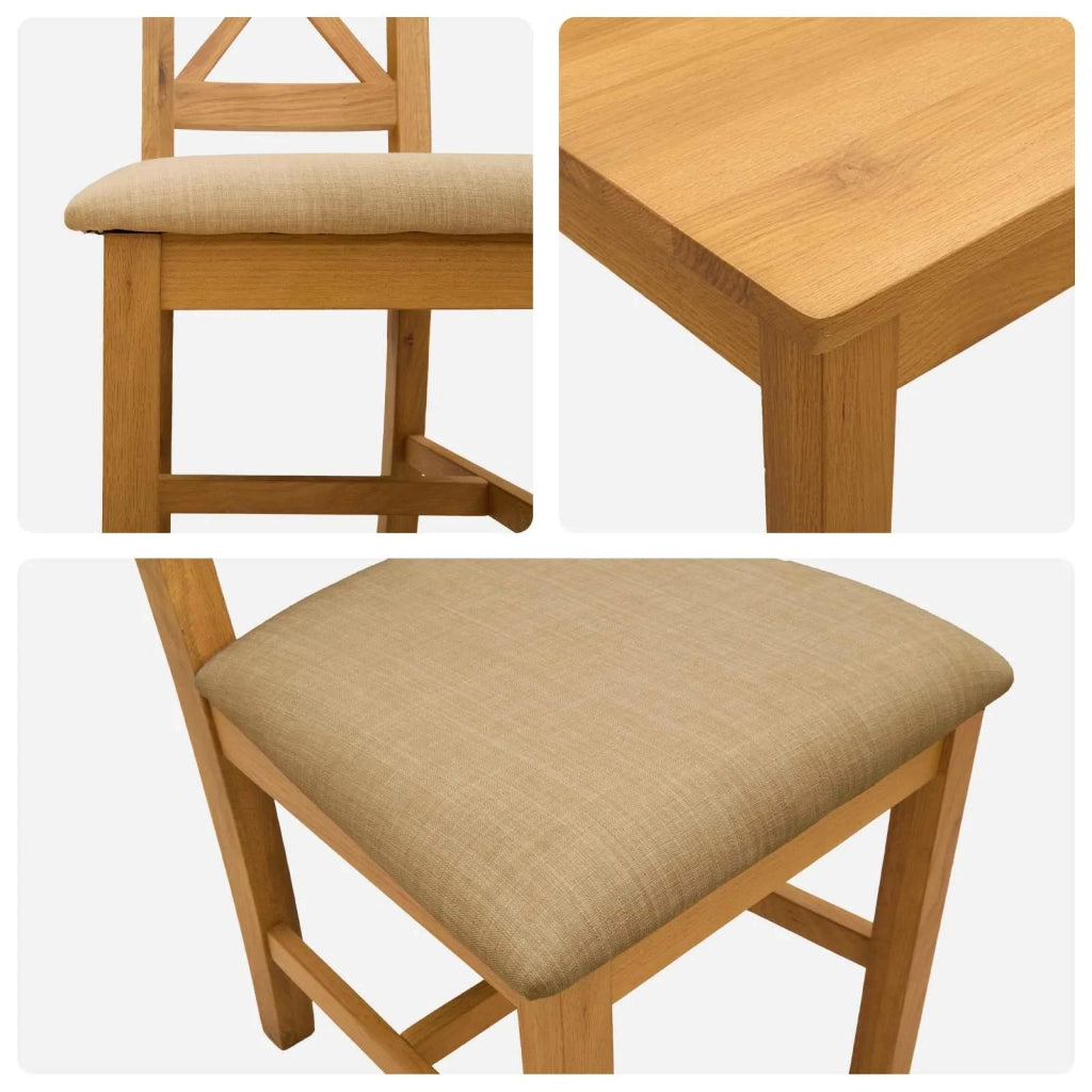 Set da pranzo 9 pz Beige Legno di Quercia Massello 3430417