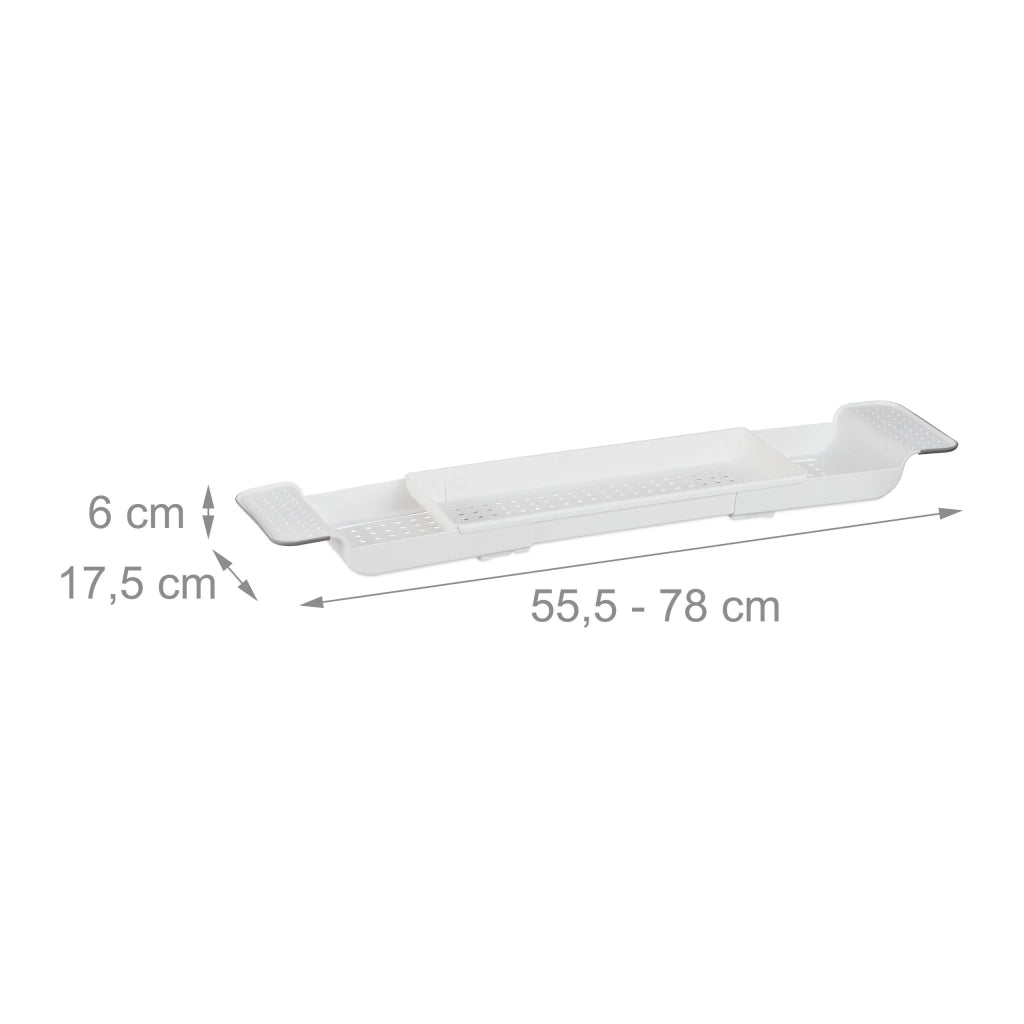 Set di 1 vassoio per vasca da bagno estensibile, pratico e dal design elegante, 78 x 23 cm, in plastica grigia, 13_0014836
