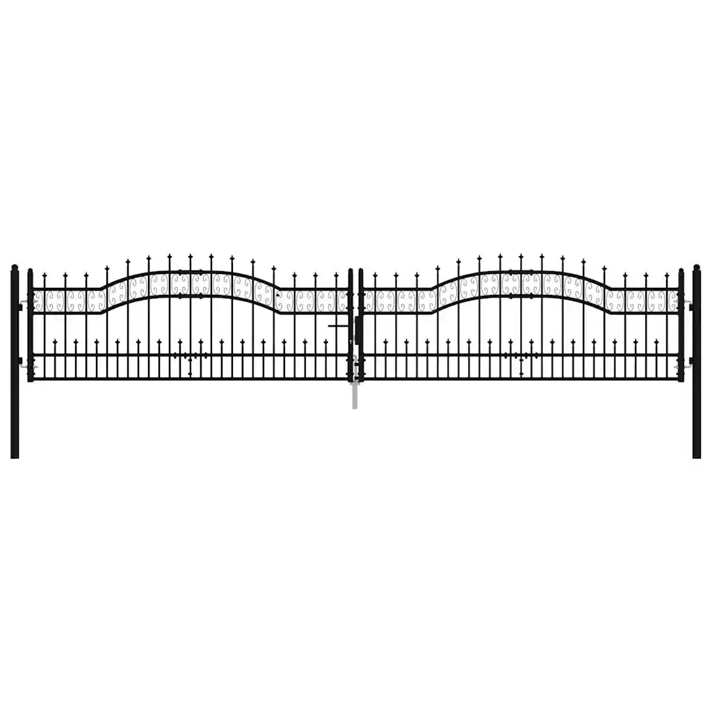 Cancello per recinzione Kampen con punta a lancia Nero 394,5x78 cm in acciaio 151099