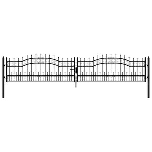 Cancello per recinzione Kampen con punta a lancia Nero 394,5x78 cm in acciaio 151099