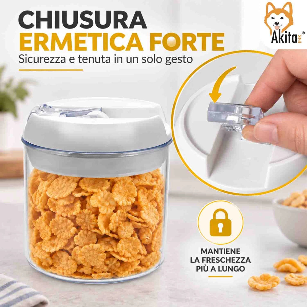Akitaink Set 2 Contenitori Ermetici Rotondi 900 ml in Plastica
