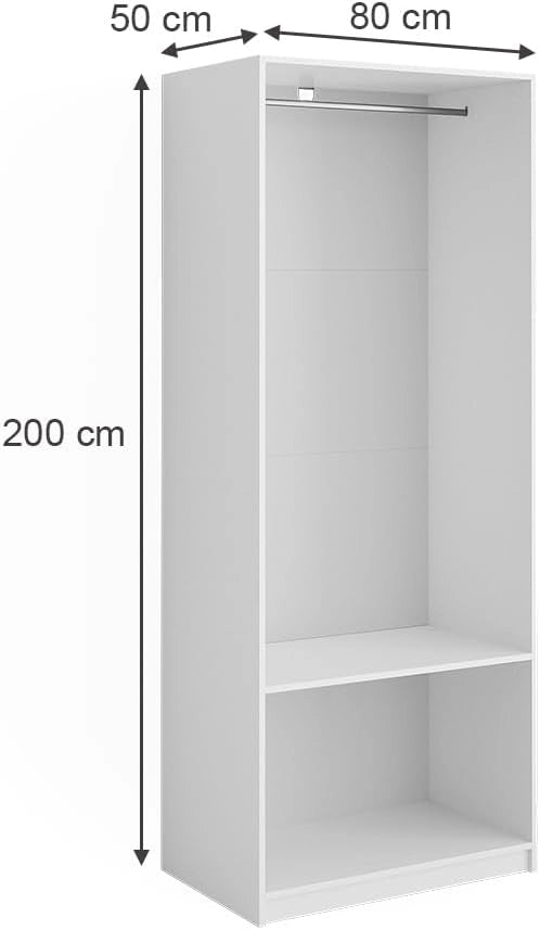 Armadio Elmo, Bianco, 80 x 200 cm, per una conservazione flessibile di diversi capi di abbigliamento