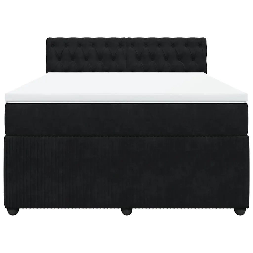 Giroletto a Molle con Materasso Nero 160x200 cm in Velluto 3287790