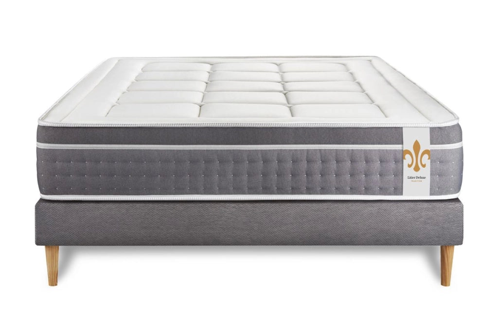 Pacchetto letto completo - Materasso 140x190cm + Box spring con doghe (in kit) + 2 cuscini + Piumino - Trente