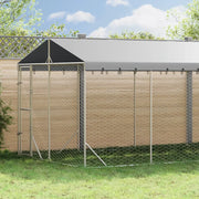 Cuccia Cani da Esterno Tetto Argento 3x9x2,5 m Acciaio Zincato 3190490
