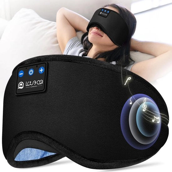 Slaapmasker con cuffia Bluetooth, 100% impermeabile al luce, cuffia da sonno ultradolce per viaggi, pisolini, yoga, meditazione per donne e uomini, nero