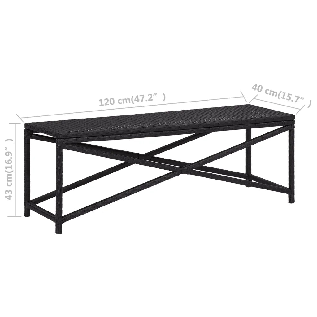 Panchina da Giardino 120 cm in Polyrattan Nero 46210