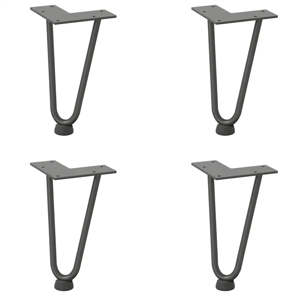 vidaXL Gambe a forcina per tavolino 4 pz antracite 20 cm acciaio massiccio