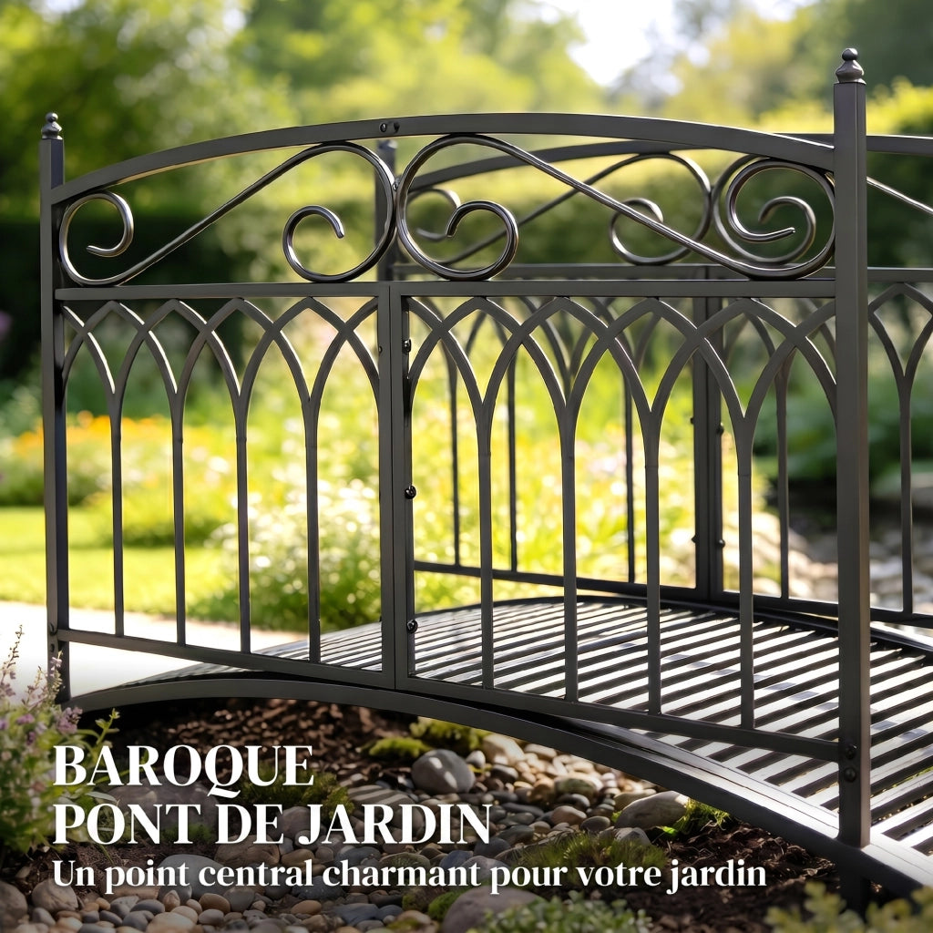 Ponticello da Giardino in Metallo Stile Barocco ¨C Minimal ¨C Nero 91cm