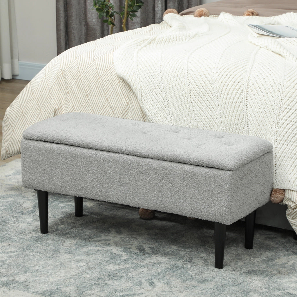 Panca imbottita con contenitore ¨C zephmum ¨C 95x38x45cm, grigio, velluto