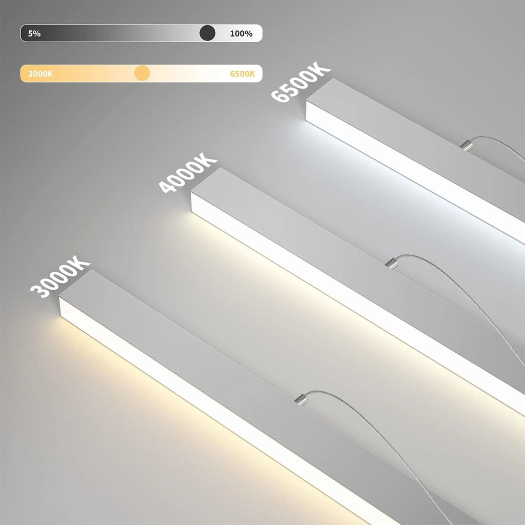 Lampada a Sospensione ZMH LED bianca 32W dimmerabile con telecomando moderna lineare 107 cm per ufficio e soggiorno
