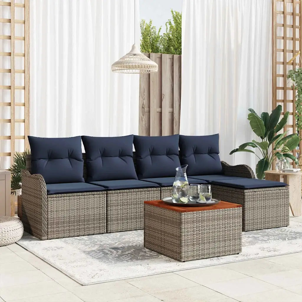 Set Divano da Giardino 6 pz Grigio polyrattan 3347444