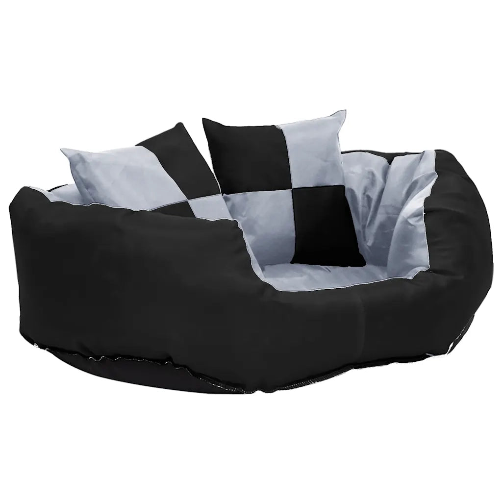 Cuscino per Cani Reversibile e Lavabile Grigio Nero 65x50x20 cm CFW3773697