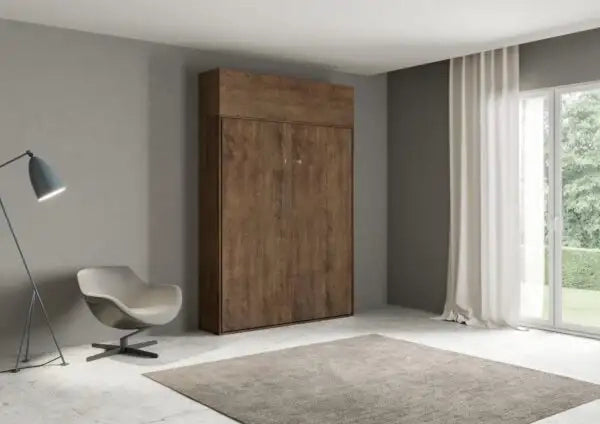Letto una piazza e mezzo a scomparsa 120 Kentaro con pensile noce