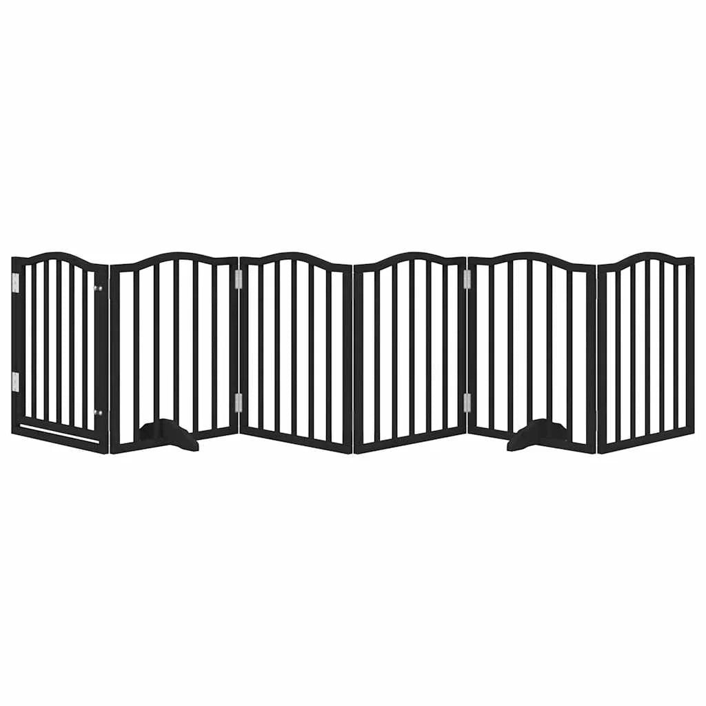 Cancelletto e porta di sicurezza per animali domestici 6 pannelli legno di pioppo nero 02_0023361