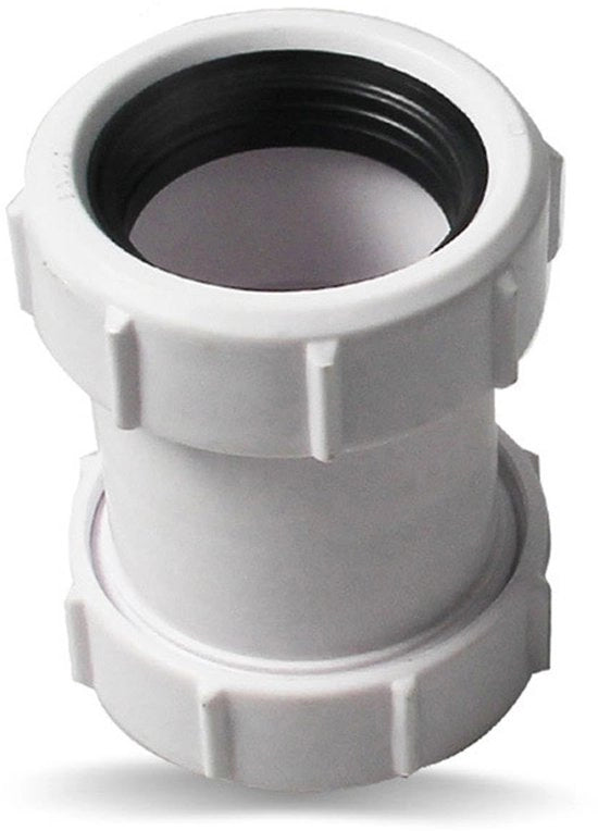 Connettore di scarico - 40mm canna retta - sigillatura idrorepellente - bianco e nero - adatto per vasca da bagno, lavello, doccia e lavastoviglie