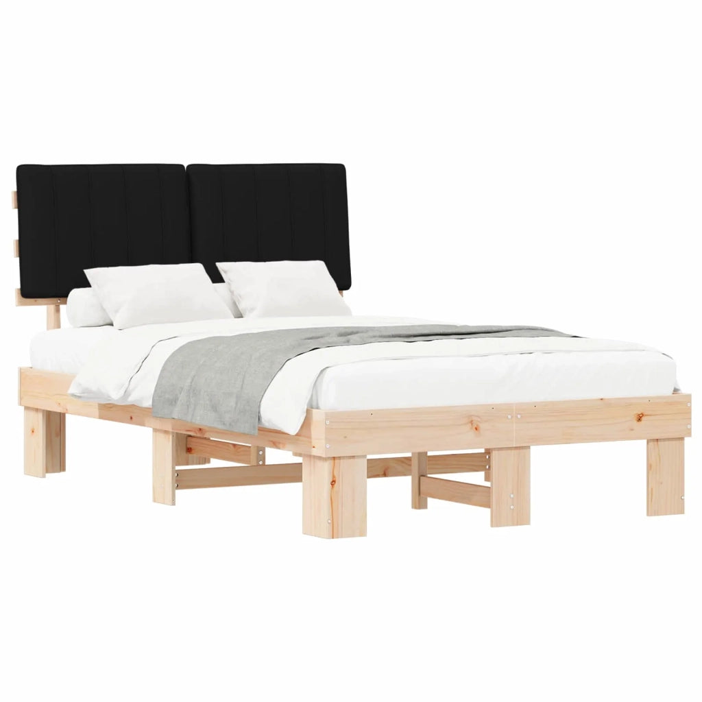 Letto con Testiera Rivestita Nero 120 x 190 cm Pino massello 877506