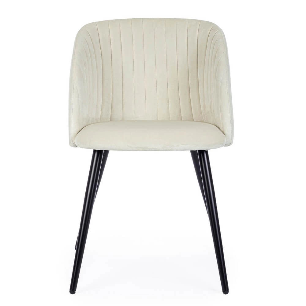 Set di 2 Sedie Imbottite in Velluto con Gambe in Acciaio - FELICIA