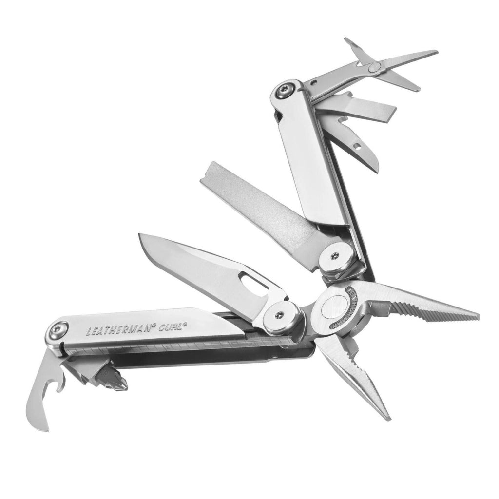 Leatherman LTG832932 Curl Multitool Tascabile 15 Strumenti Acciaio Inossidabile con Fodero in Nylon colore Argento