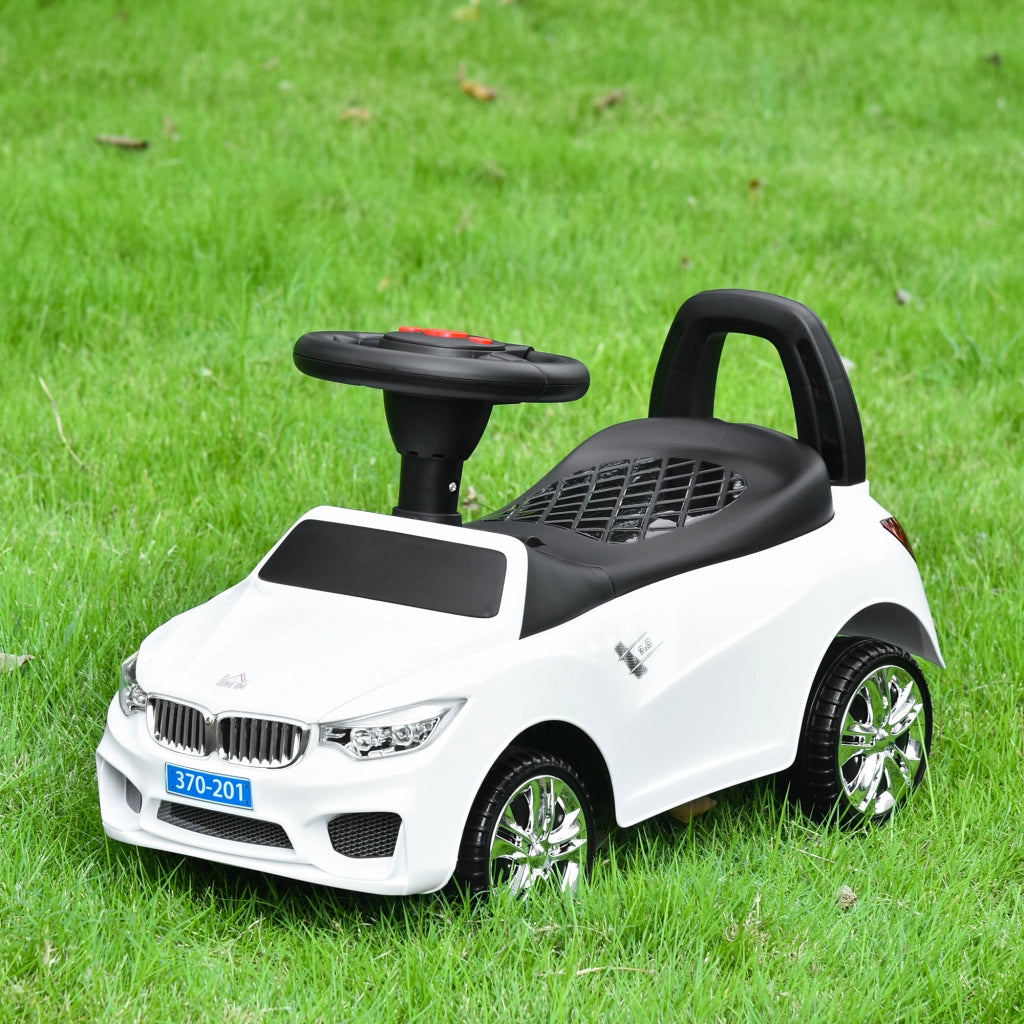 Macchinina Cavalcabile per Bambini con Volante e Luci ¨C zephmum ¨C Bianco