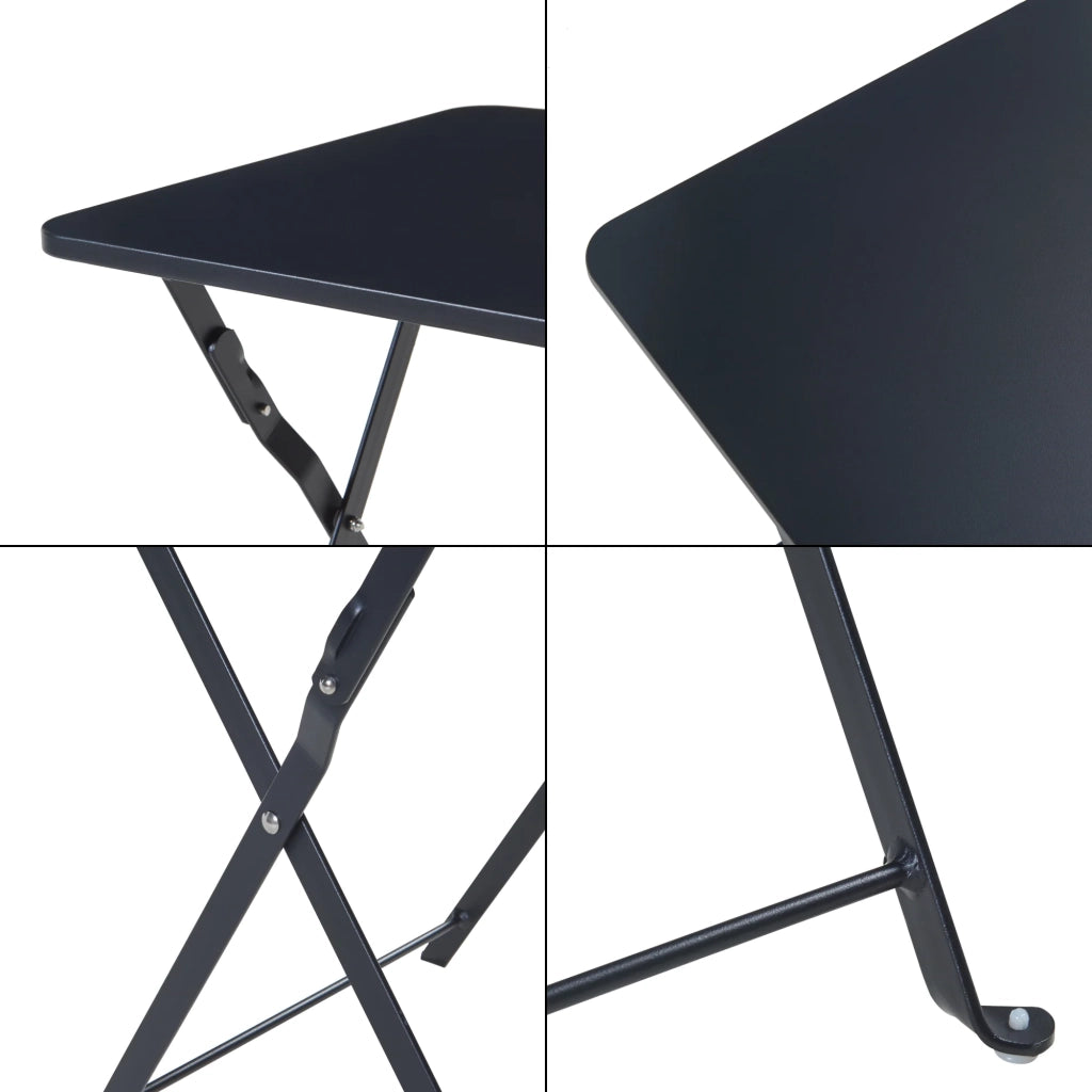 Tavolo pieghevole da campeggio/giardino 45 x 40 x 40 cm acciaio nero 03_0011092