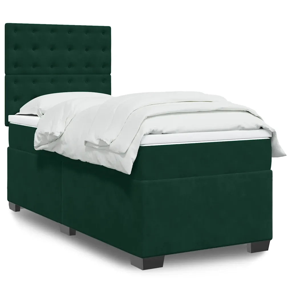 Giroletto a Molle con Materasso Verde Scuro 90x200 cm Velluto 3293125