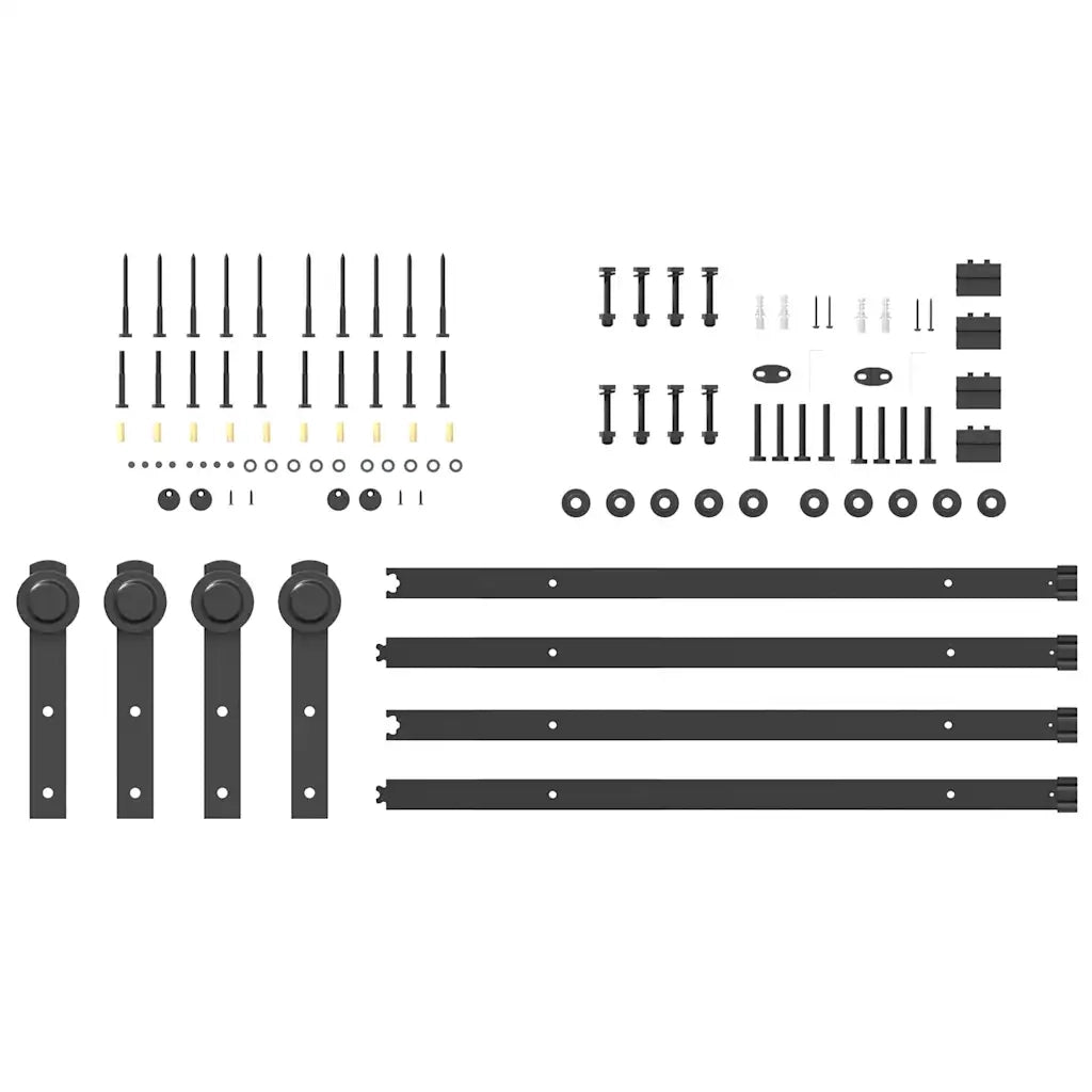 Kit di Binari per Porte Scorrevoli 400 cm Acciaio Nero 3295778