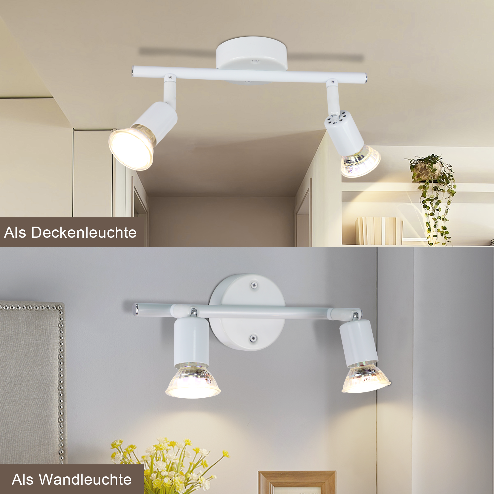 ZMH Faretto da soffitto 2 fiamme GU10 moderni per corridoio con lampadine incluse