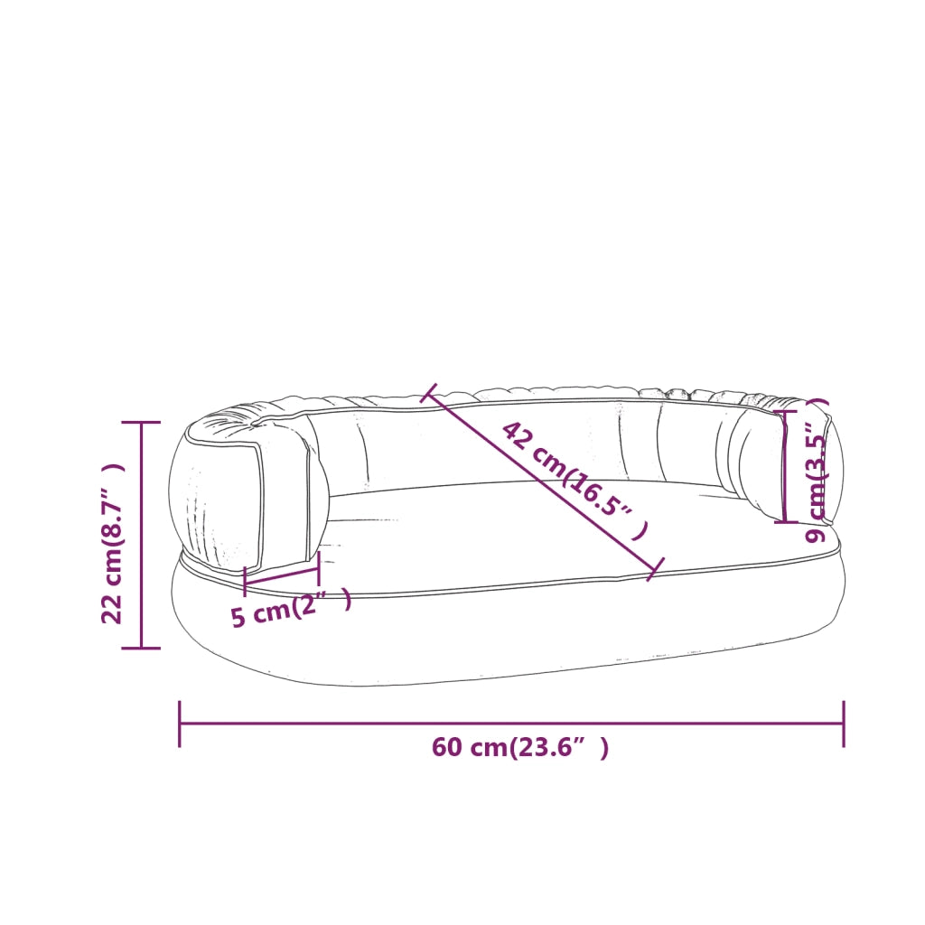 Letto Cani Ergonomico Gommapiuma Grigio 60x42 cm in Similpelle