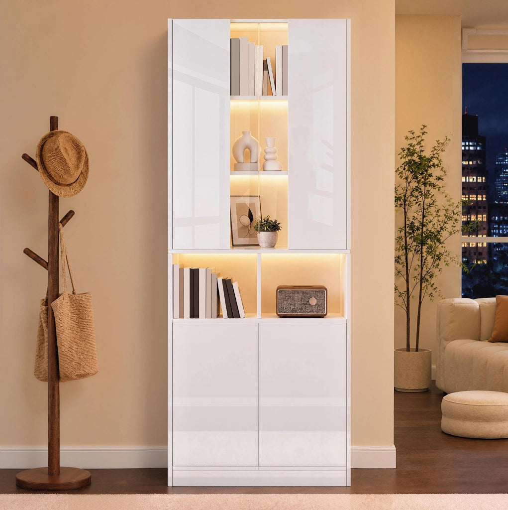 Armadio alto bianco LED con controllo App 70x35x180 cm