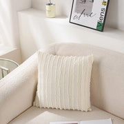 Cuscini - 2-pack - Cuscini decorativi - Cuscini quadrati a quadri con strisce - Cuscini con fiori 3D - Cuscini in stile rustico - Per divano e sala da soggiorno - 45x45cm - Bianco - strisce