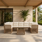 Set Divano da Giardino 8 pz Beige polyrattan 3434142