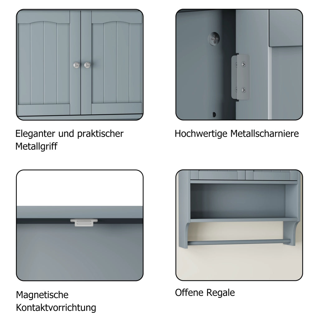 ARMADIO BAGNO DA PARETE 56,8x19x70 cm MDF Grigio Chiaro con portasciugamani