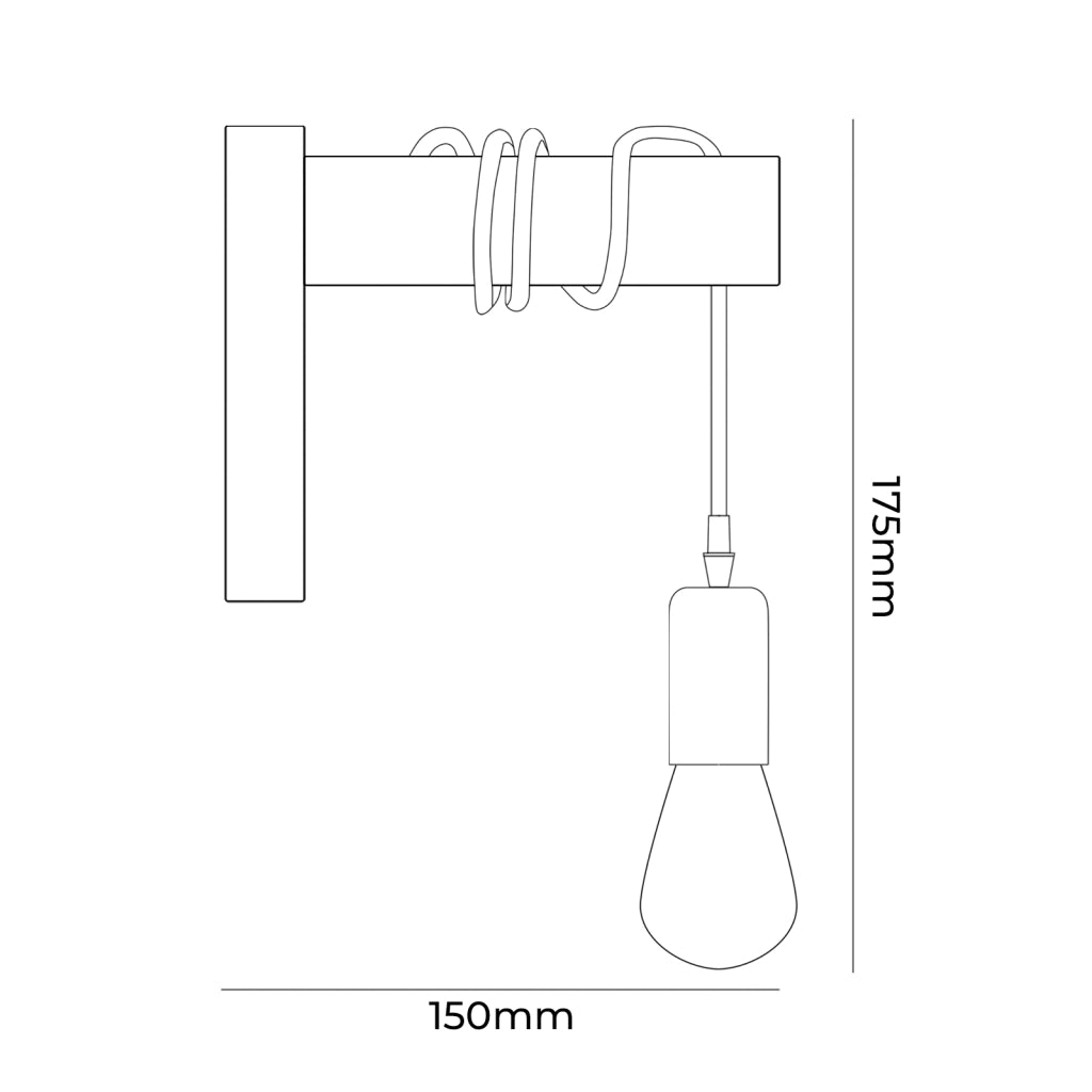 APPLIQUE DA PARETE IN METALLO NERO CON ATTACCO E27 - DESIGN INDUSTRIALE CON CORPO IN LEGNO IDEALE PER ILLUMINAZIONE INTERNA