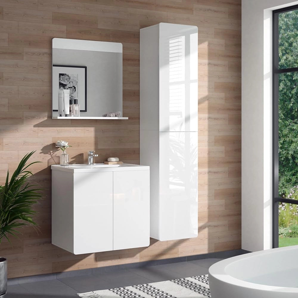 Mobile bagno alto Izan, Bianco, 36.6 x 171.6 cm, a parete, combinabile con altri mobili da bagno Izan
