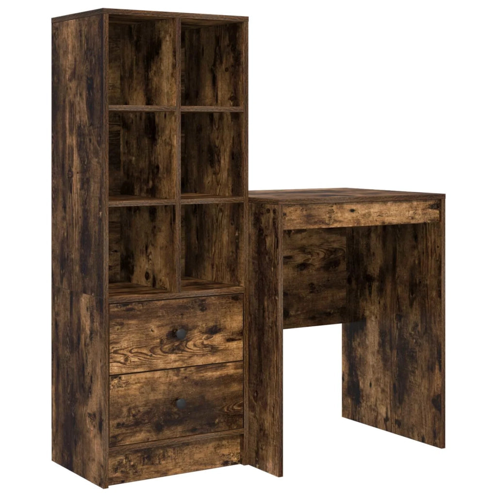 Scrivania con cassetto con lo scaffale 2 pcs Rovere fumé 3337341