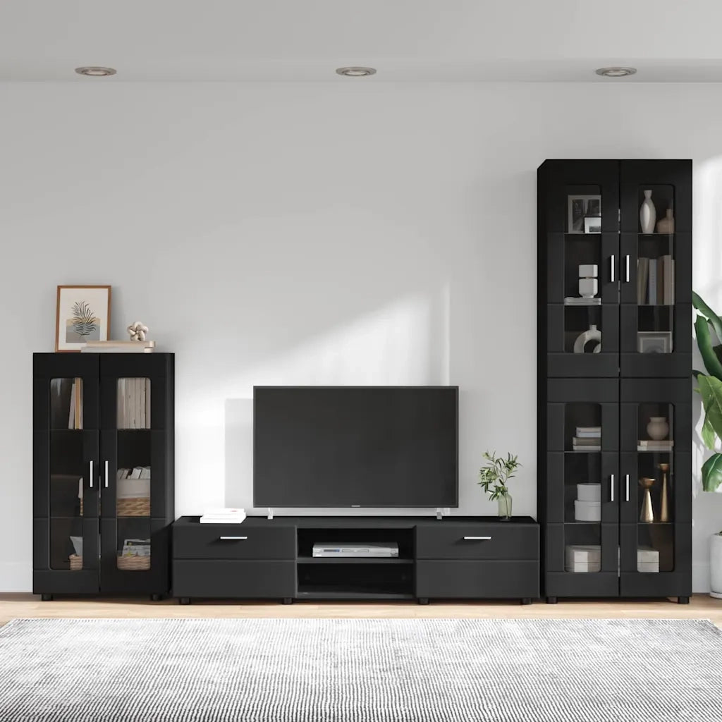 Set mobile TV con cassetto FLORIN 3 pcs Nero Legno multistrato
