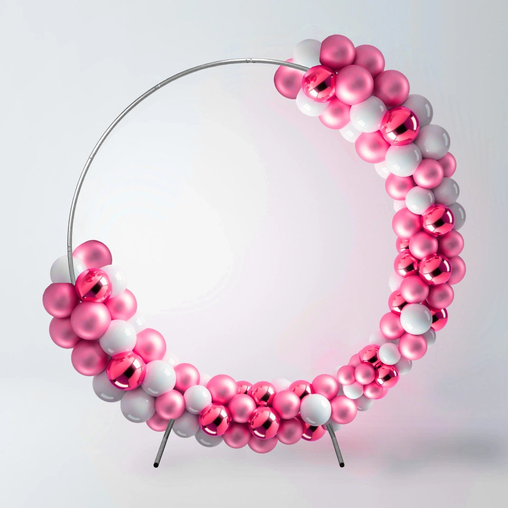 Kit Arco Palloncino Fiori Rotondo 200cm in Metallo Enorme Rimovibile Facile da Trasportare e Riutilizzabile Migliore Decorazione per Matrimoni Nozze Eventi Feste 2M & Fascette GRATIS - Argento