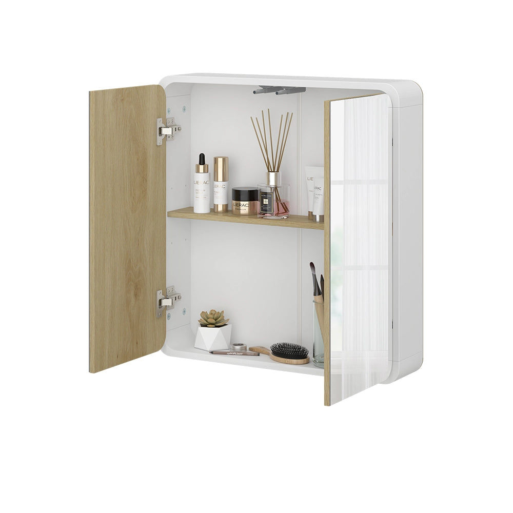 Vicco Armadio a specchio per il bagno Bianco/quercia 60 x 60 cm
