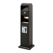 Posacenere a Colonna con Cestino 34,5x119,5x31 cm in Metallo Nero Opaco 14L per Interno Esterno
