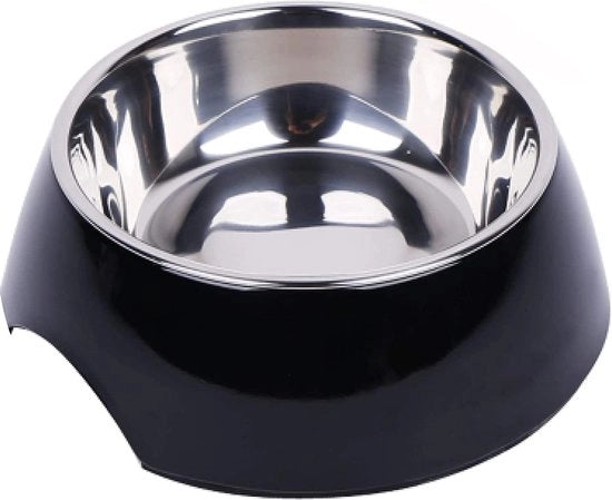 Piatto per cani in melamina antiscivolo e lavastoviglie resistente con contenitore in acciaio inossidabile rimovibile - 23,7 oz (nero)