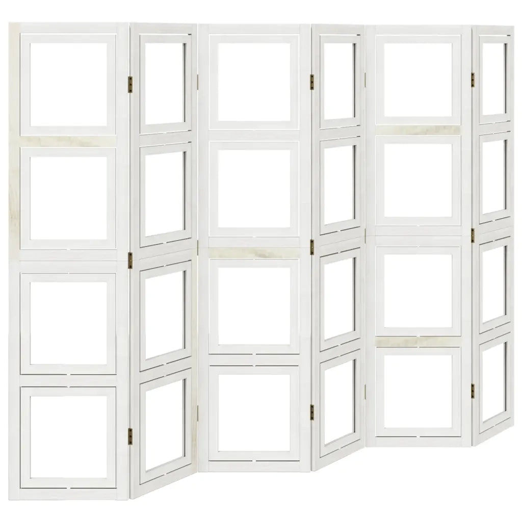 Divisorio Ambienti | Divider per stanze | Paravento 6Pannelli Bianco Legno Massello di Paulownia